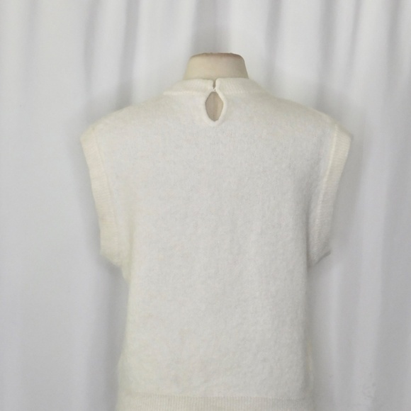 ZARA White Alpaca Wool Boxy Sleeveless Sweater Oyster White Knit Solid Large - Picture 11 of 16